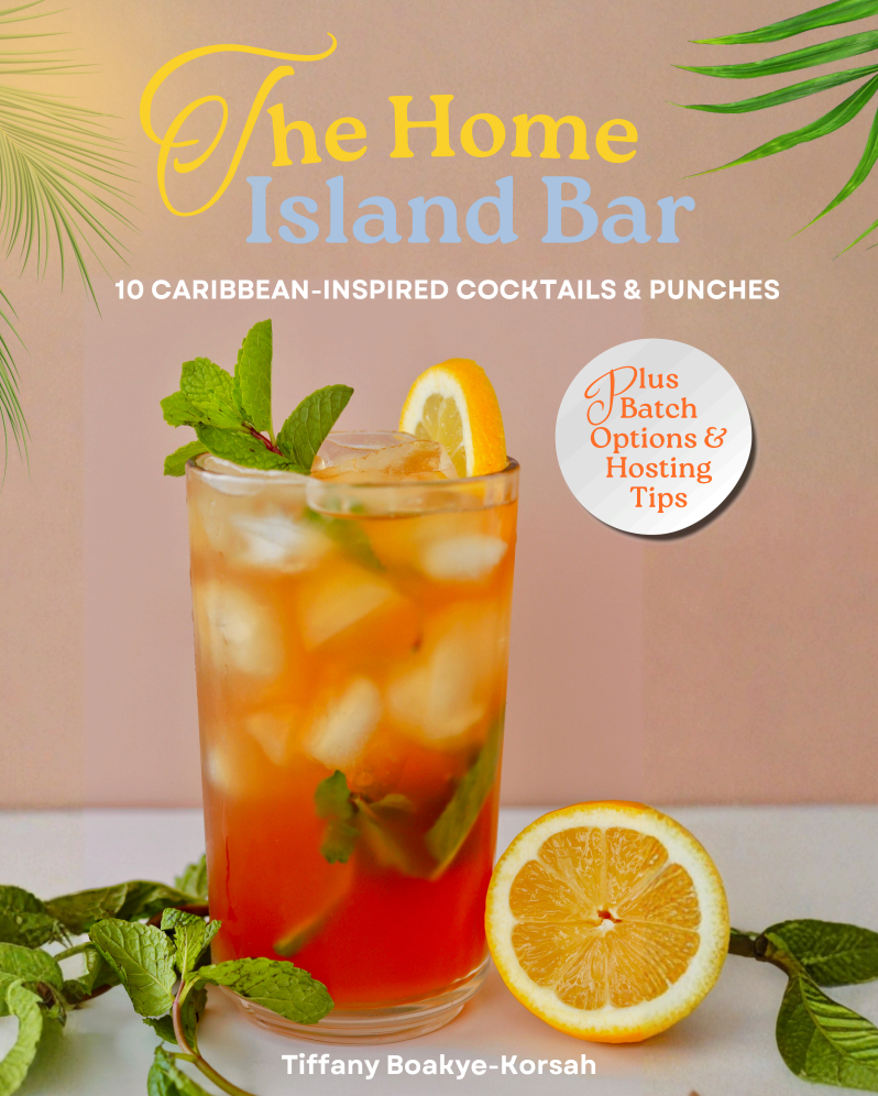 Book cover of 'The Home Island Bar' with a cocktail and tropical elements.