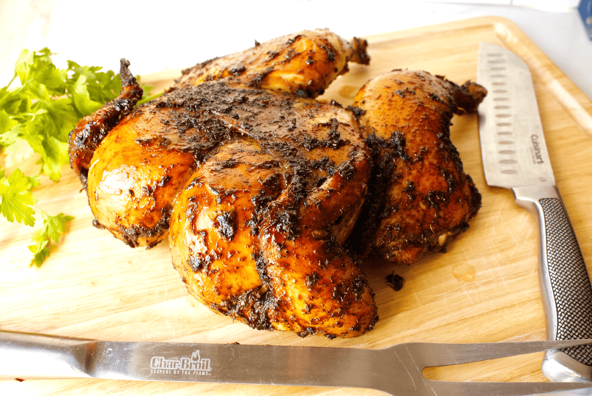 Easy Spatchcocked Roasted Jerk Chicken